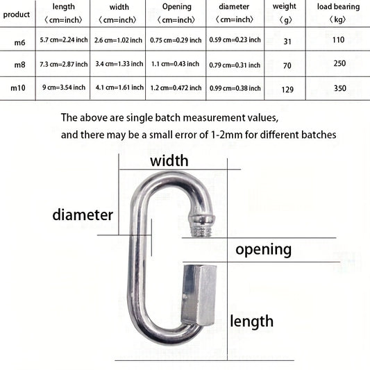 6pcs Metal Lock Buckle Safety Hanging Buckle for Camping Hiking Travel