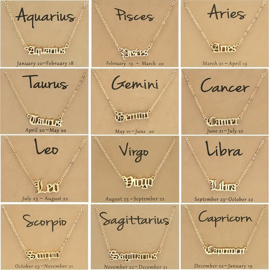Golden Plated 12 Constellations Pendant Necklace
