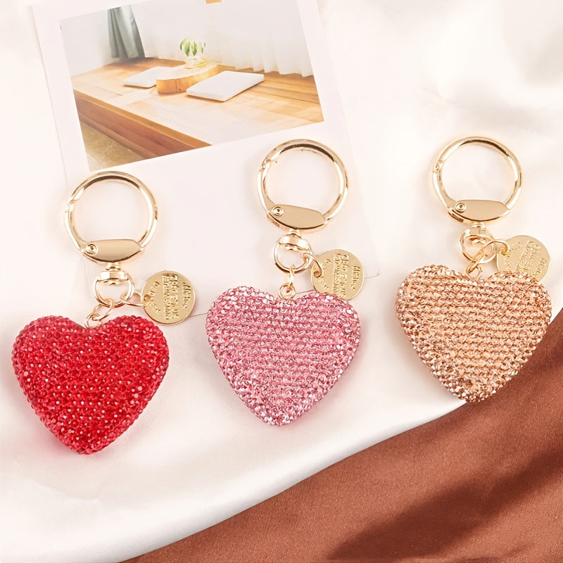 1pc Peach Heart Car Keychain Women Handbag Pendant Keyring Gift