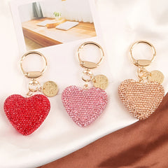 1pc Peach Heart Car Keychain Women Handbag Pendant Keyring Gift