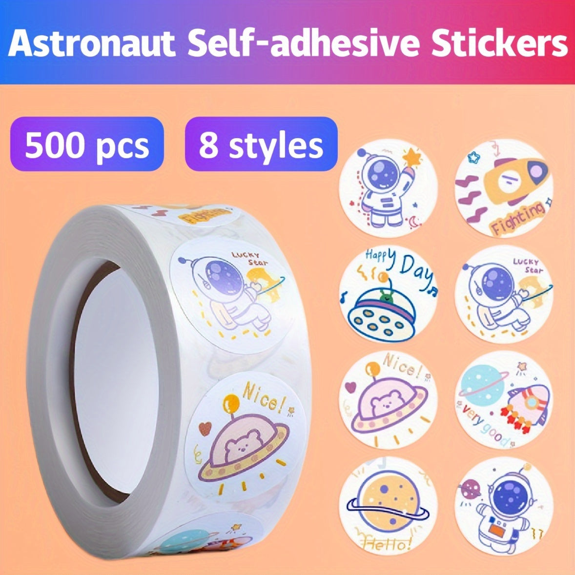 500 Astronaut Stickers DIY Scrapbook Diary School Supplies