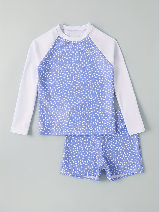 Boys Sunscreen Swimsuit Outfit Long Sleeve Top & Shorts Set