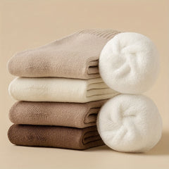 Women's Winter Mid Tube Socks Solid 4 Pairs Warm & Comfy Stockings