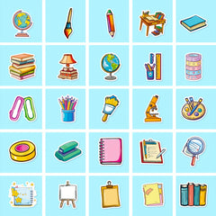 100pcs Cartoon School Stickers for Laptops Water Bottles & DIY Projects