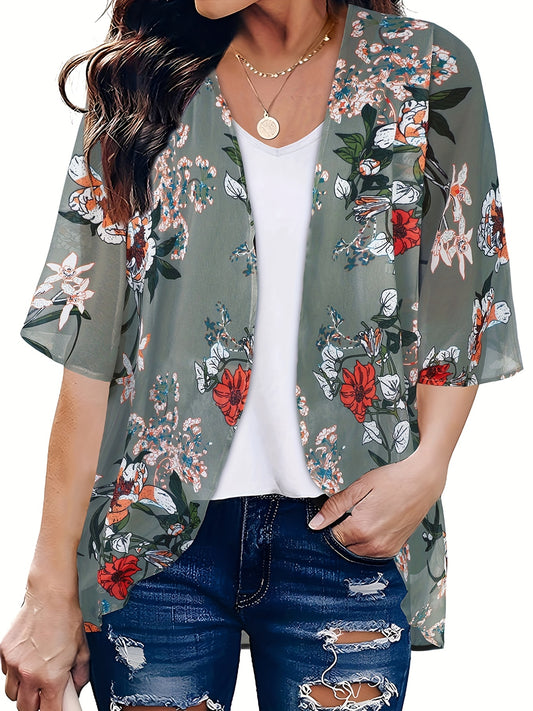  Floral Print Beach Cover Up