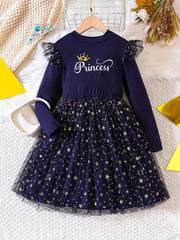 Girls Star & 'Princess' Mesh Dress With Tulle Kids Clothes
