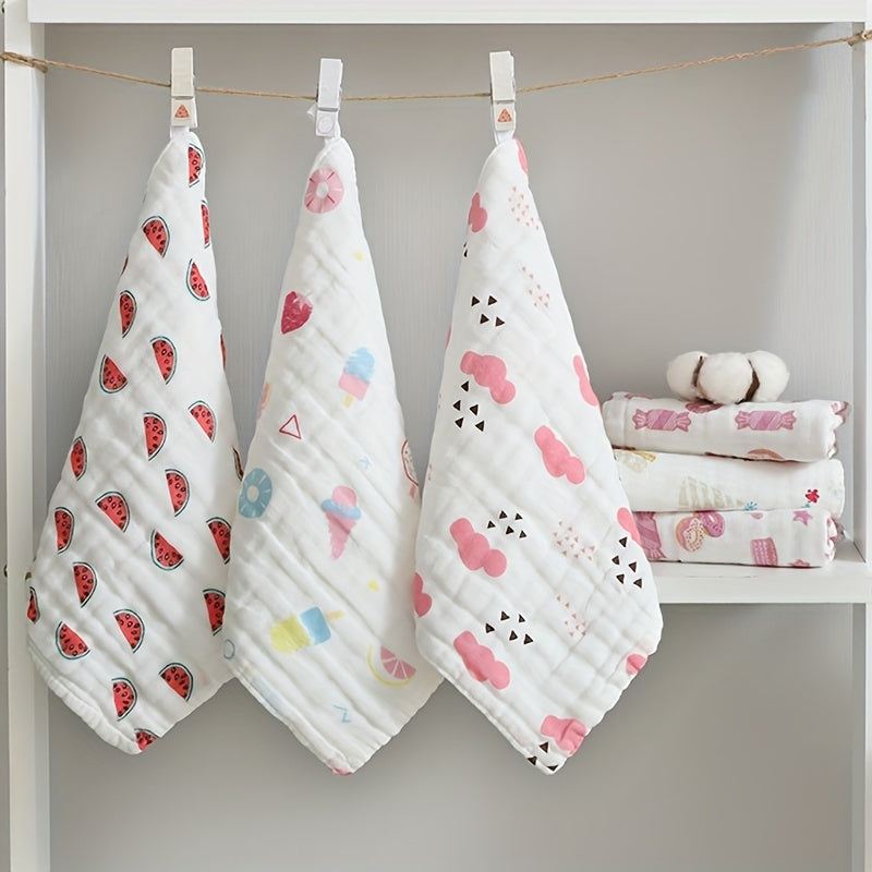 5pcs Baby Towels Cartoon Gauze Square Towels