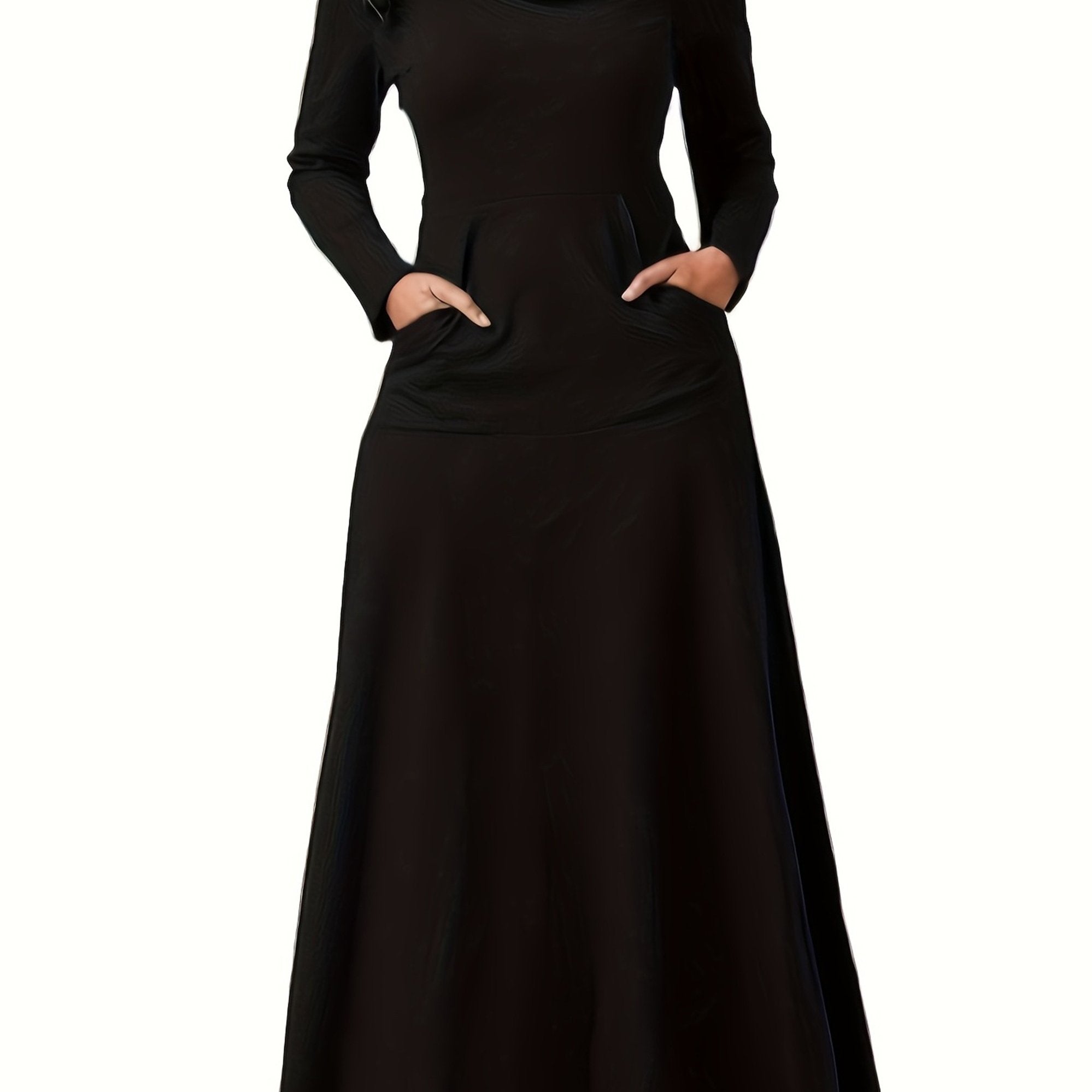  Turtleneck Maxi Dress Long Sleeve With Pockets