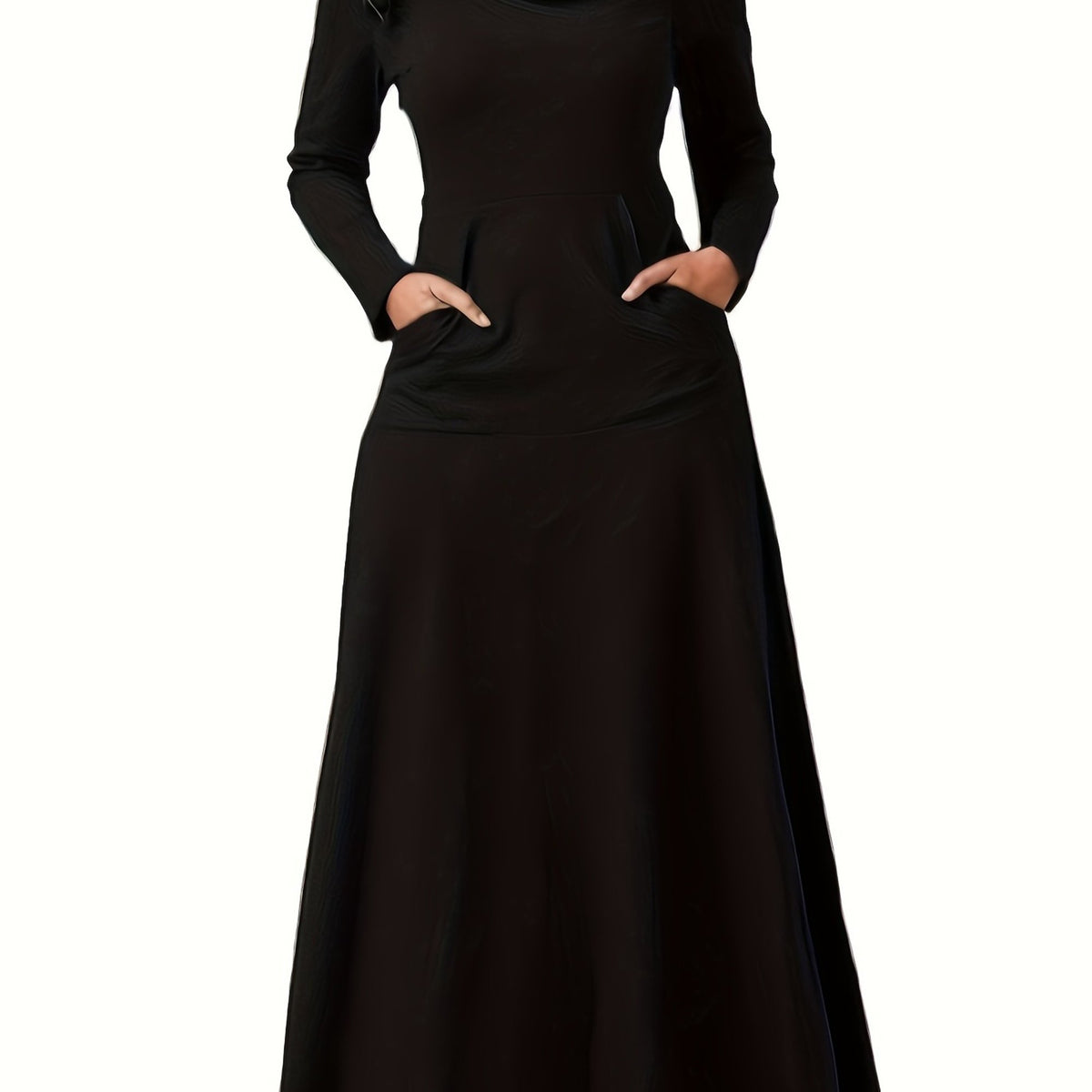  Turtleneck Maxi Dress Long Sleeve With Pockets