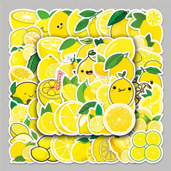 50pcs Lemon Fruit Stickers Waterproof Luggage Skateboard Tablet Decor