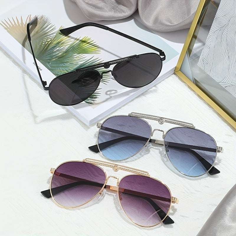 Double Bridge Aviator Sunglasses Gradient UV400 Sun Shades