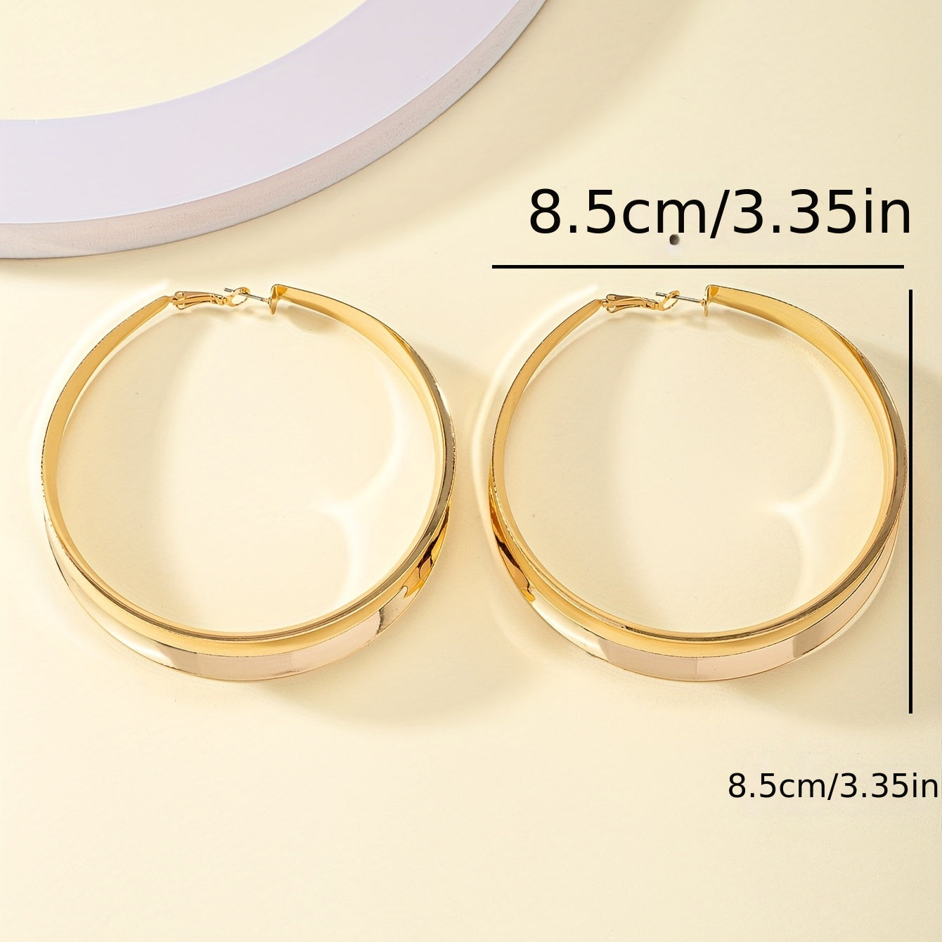Gold Exaggerated Hoop Earrings 18K Plated Jewelry Female Gift