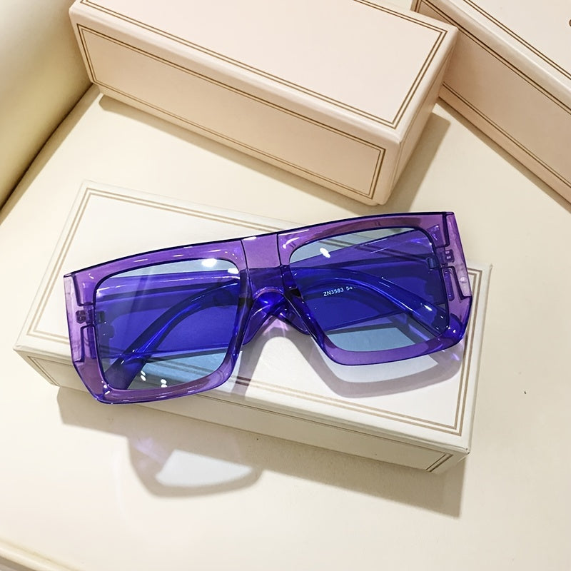 Oversized Flat Rectangular Sunglasses