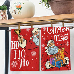 2pcs Christmas Red Surf Santa Towels Soft Quick Drying
