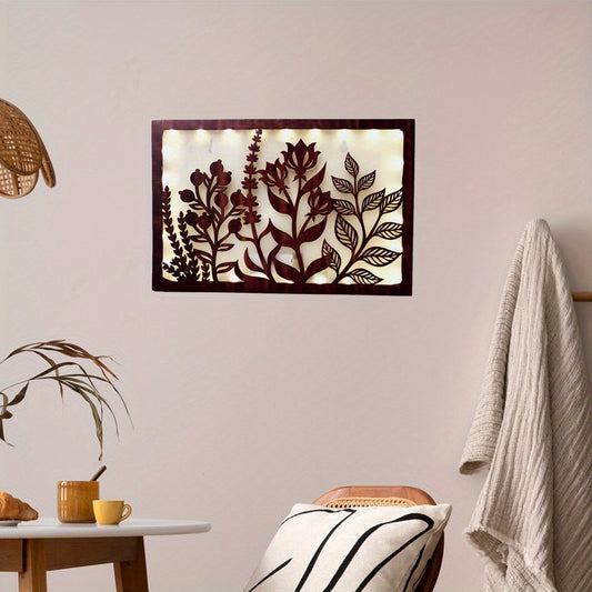 Timing Function LED Light Lucky Flower Wood Hanging Sign