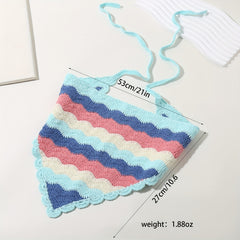 Colorful Triangle Crochet Bandana Pattern Head Scarf Pastoral Style