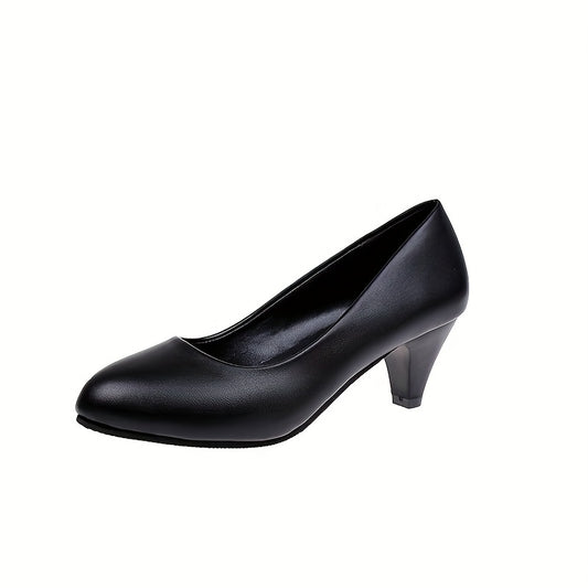 Women's Solid Heels Lightweight Closed Toe Slip On Pumps Women's Business Shoes