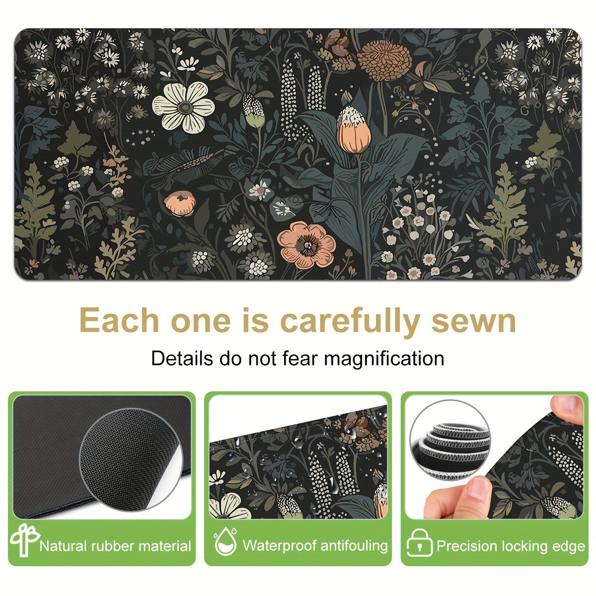 Boho Flowers Large Gaming Mouse Pads Non Slip Office Desk Mat