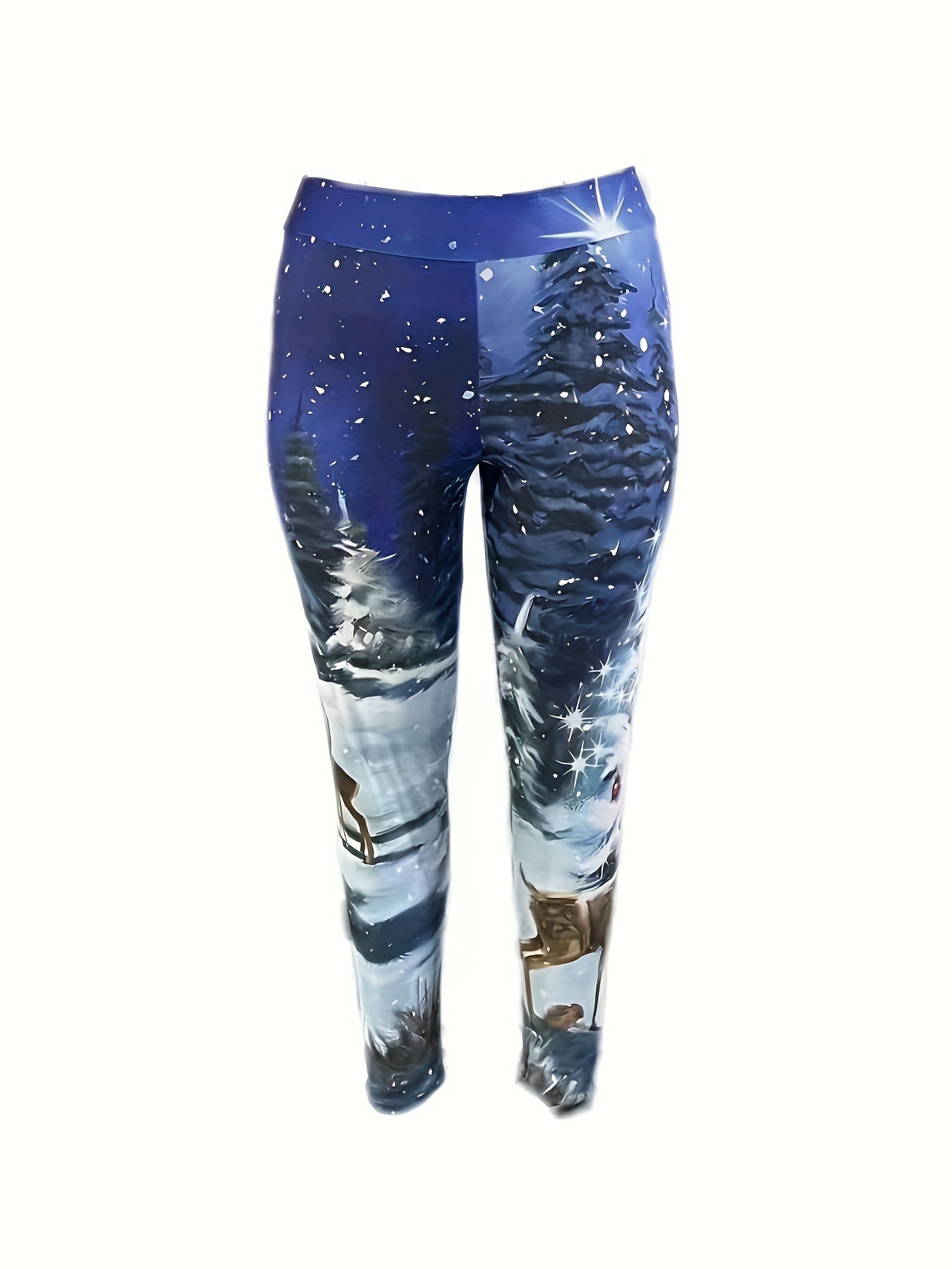  Snowflake Print High Rise Leggings