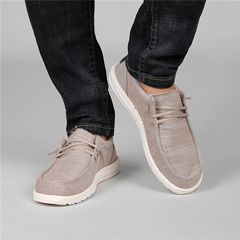 Men's Breathable Canvas Loafer Shoes Lightweight Slip On Boat Shoes