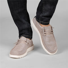 Men's Breathable Canvas Loafer Shoes Lightweight Slip On Boat Shoes