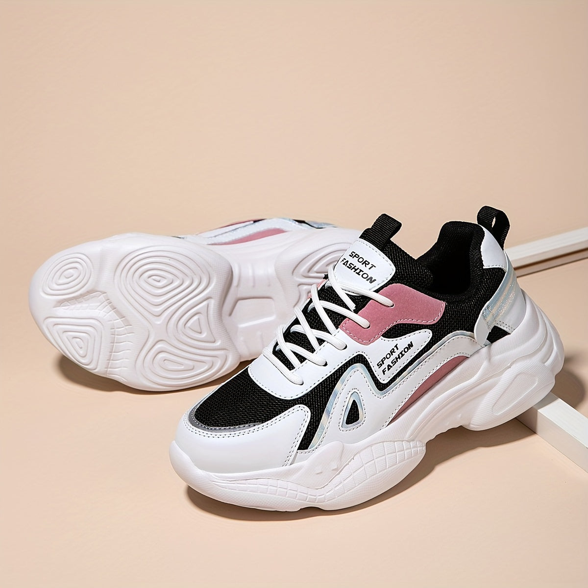 Women's Chunky Sneakers Faux Leather Casual Running Shoes