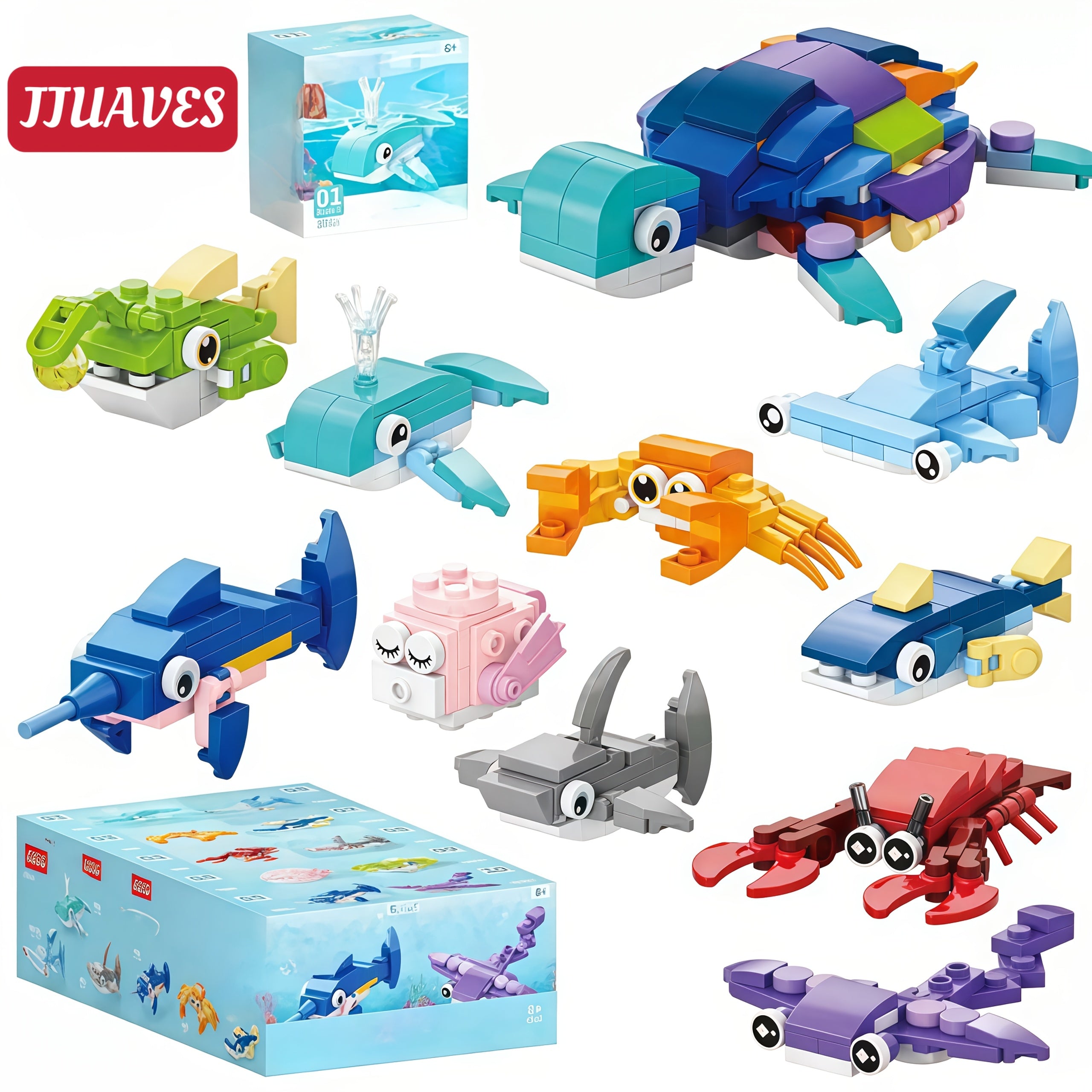Ocean Creatures Building Block Set Sea Fish Model Toy