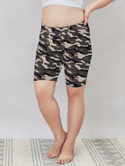 Camo Print High Rise Yoga Shorts