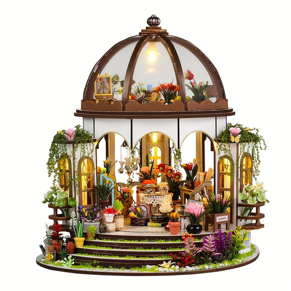 Warm Room Dollhouse Kit 3D Wooden Puzzle Bookshelf Light Coffee Table Decor