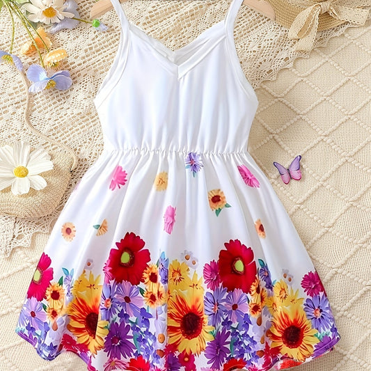 Girls Boho Floral Sleeveless Cami Dress for Summer
