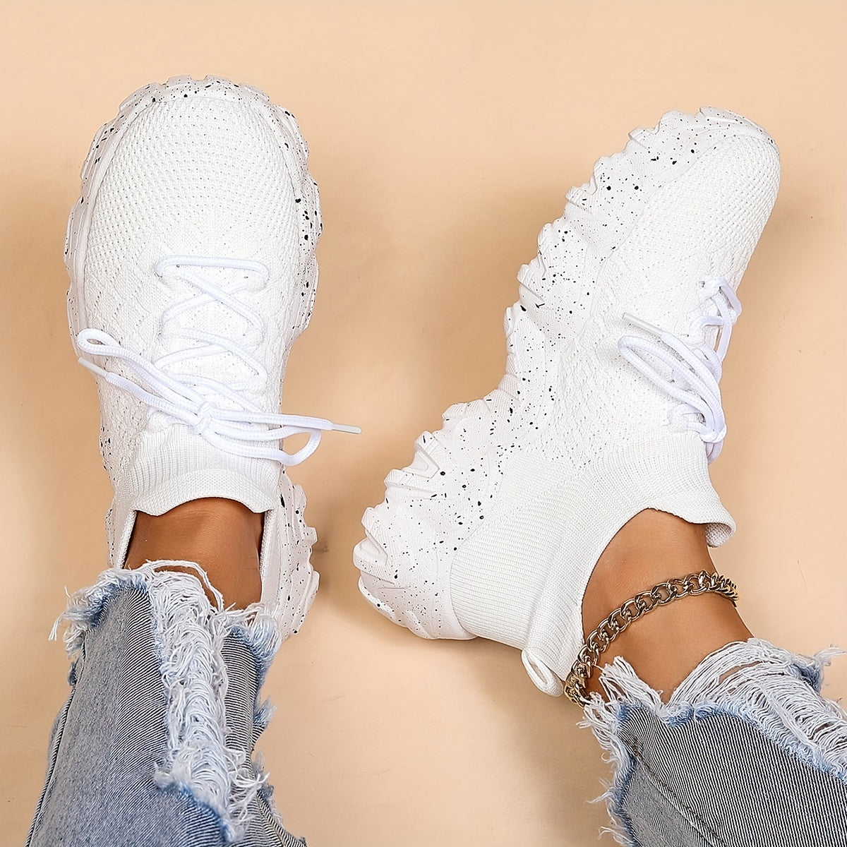 Women's Breathable Knit Sock Sneakers Casual Lace Up Sport Shoes