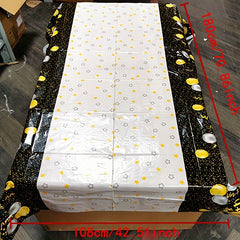 Golden Happy 50th Birthday Tablecloth Rectangular Party Table Cover