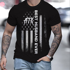 Flag Pattern Print Men's Short Sleeve Comfy T-shirt