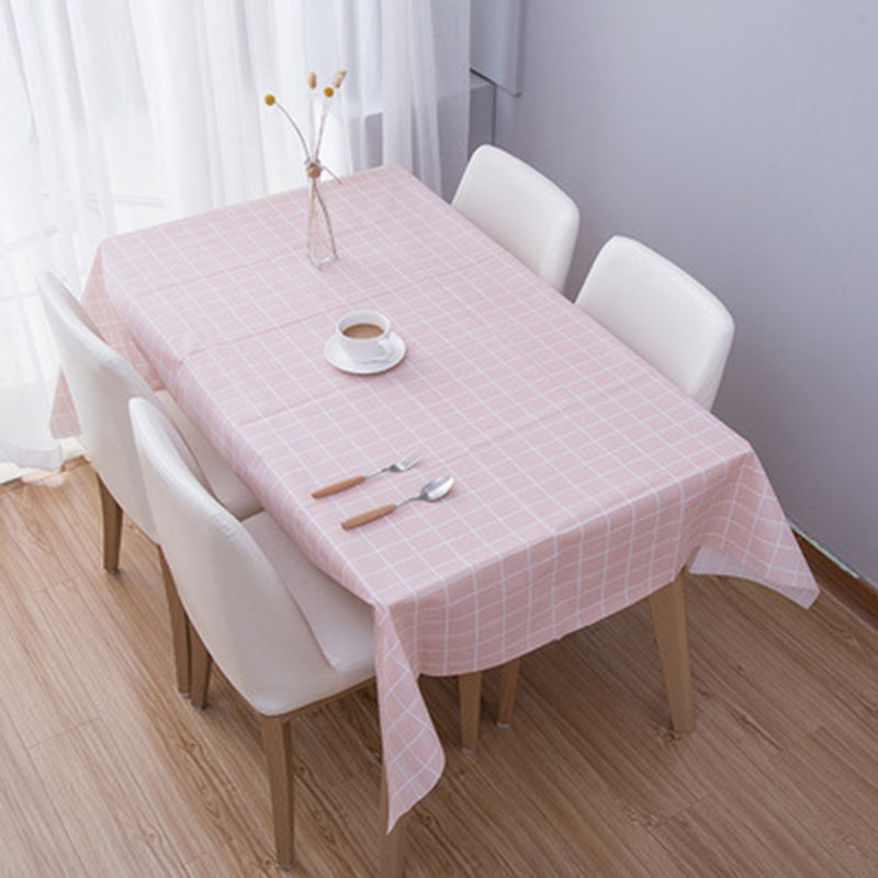Waterproof Pink Plaid Tablecloth Tea Study Office Table Mat