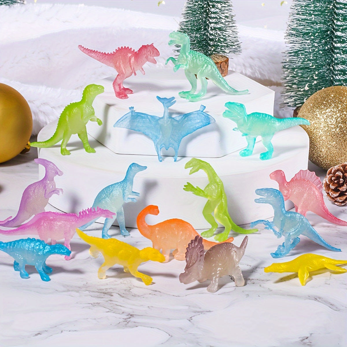 Glow In Dark Mini Dinosaur Party Favors Supplies Cupcake Toppers