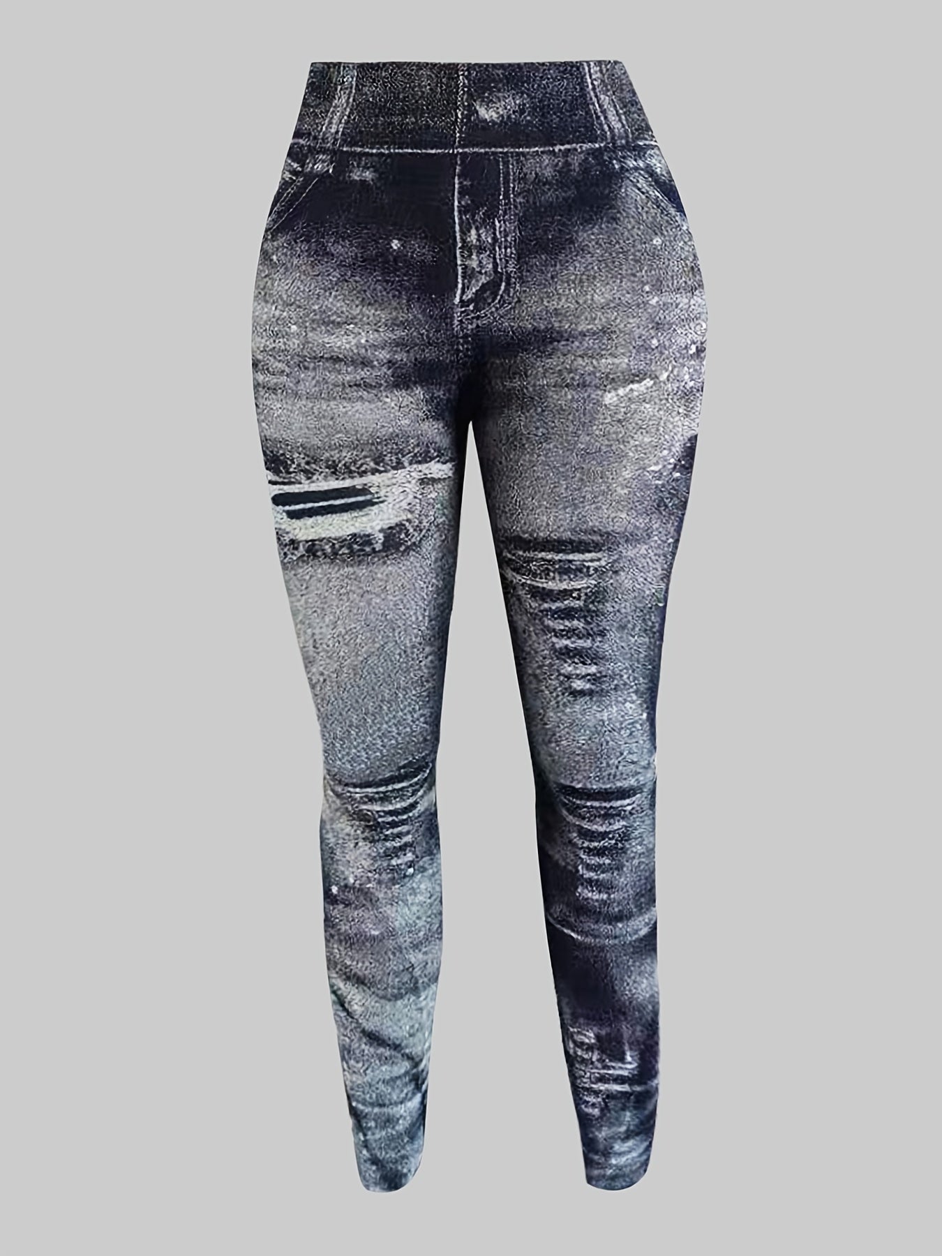 Denim Print High Waist Leggings for Women