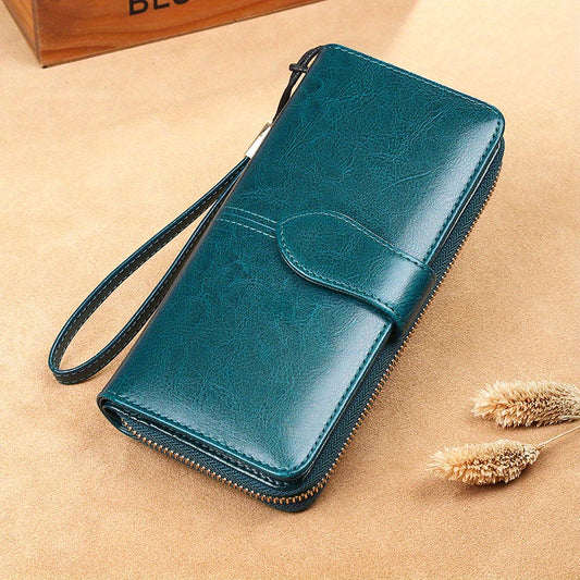 Men's Leather Long Wallet Card Holder Zipper Coin Purses Phone Handbag
