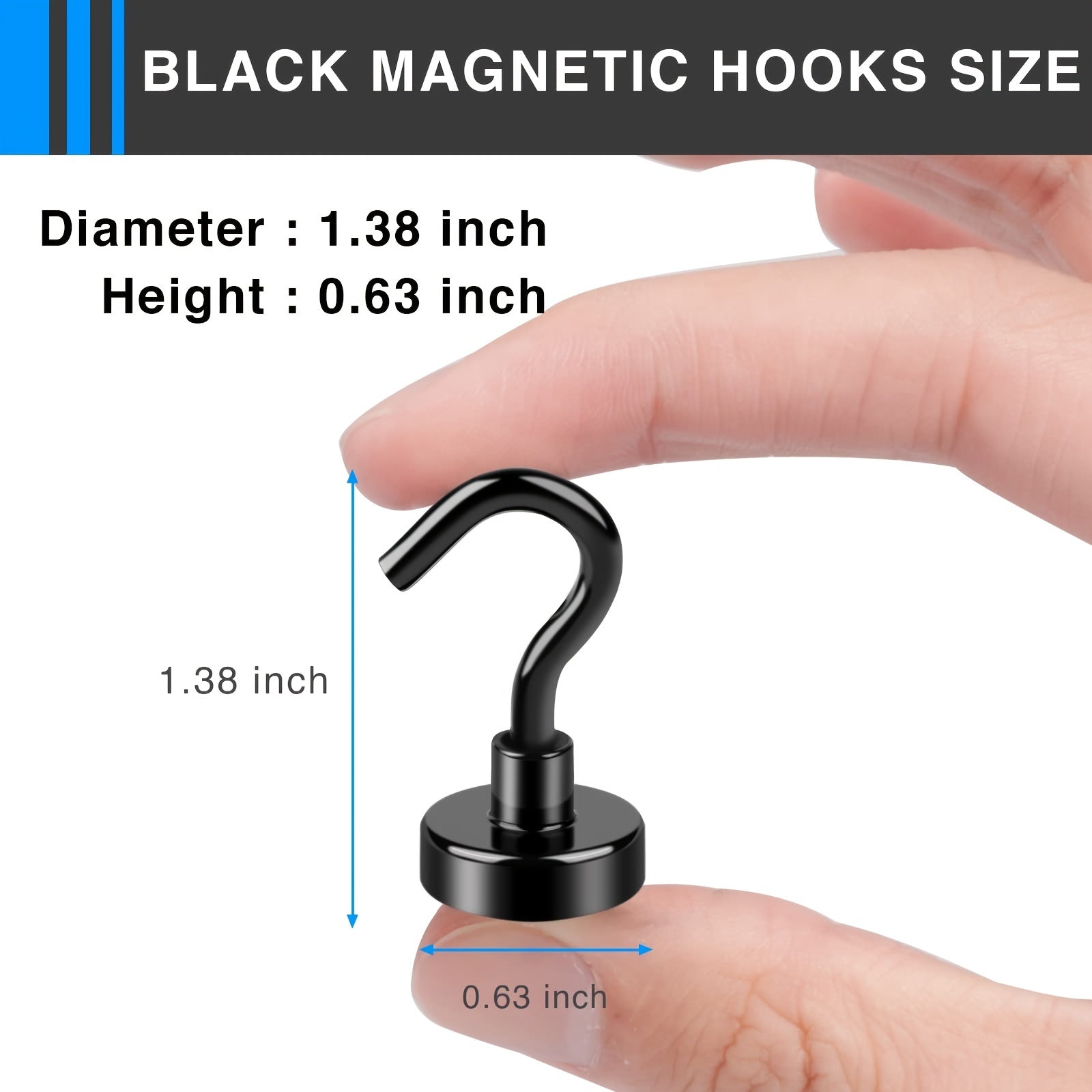 6pcs Magnetic Hooks 22Lbs Heavy Duty Epoxy Coating Office Kitchen Garage
