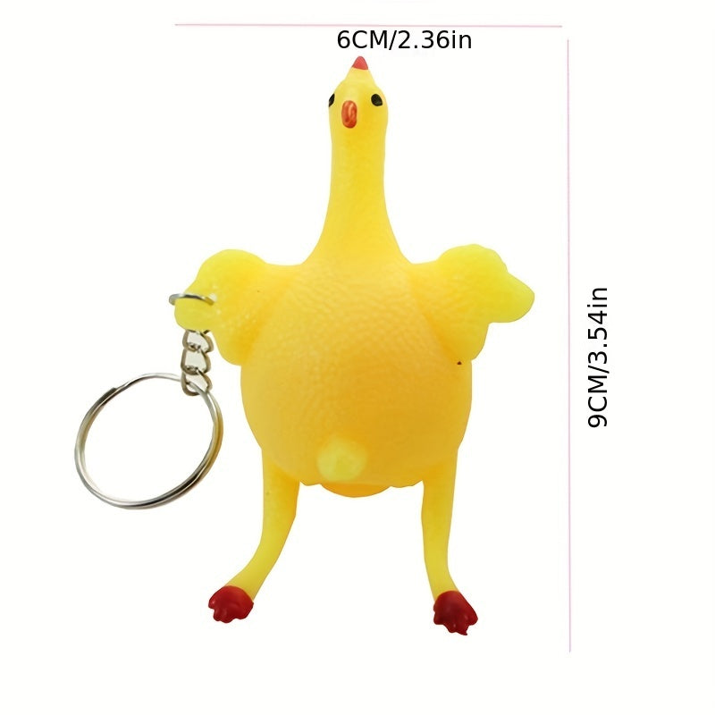 6pcs Fidget Squeeze Egg Chicken Keychain Stress Relief Purse Handbag Charm