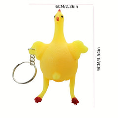 6pcs Fidget Squeeze Egg Chicken Keychain Stress Relief Purse Handbag Charm