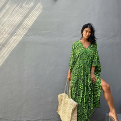  Leopard Print Bat Sleeve Beach Cover Up Dress