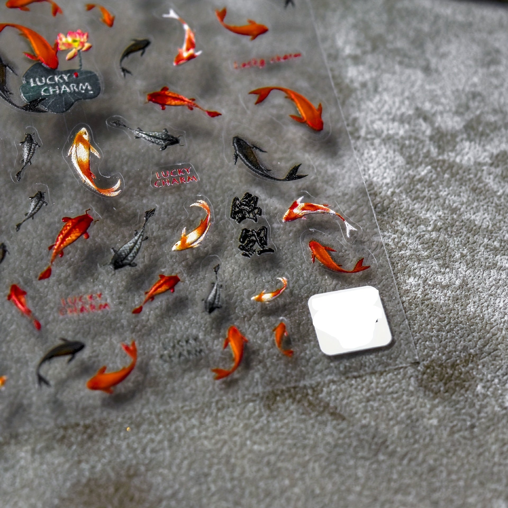 5D Red Koi Fish Goldfish Nail Stickers Decals Chinese Style Nail Art