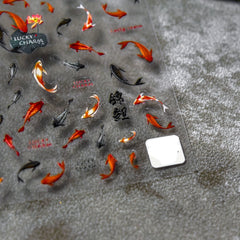 5D Red Koi Fish Goldfish Nail Stickers Decals Chinese Style Nail Art