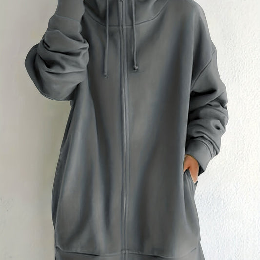 Casual Sports Hooded Zipper Sweatshirs Long Sleeve Drawstring Hoodie