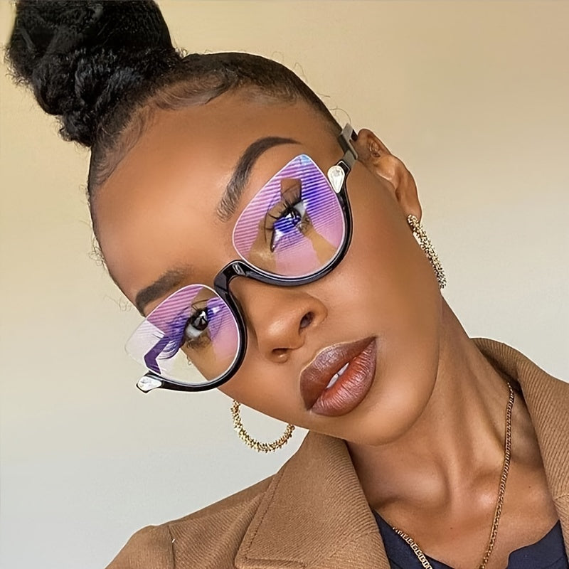 Y2K Cat Eye Frame Glass Women Half Rim Eyeglass Frame