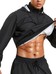 Men's Lightweight Sauna Suit Hooded Sweating Jacket For Weight Loss