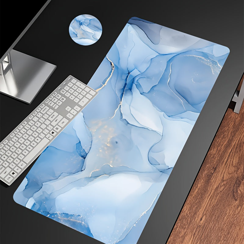 Golden Marble Texture Desk Mat Large Mouse Pad Set