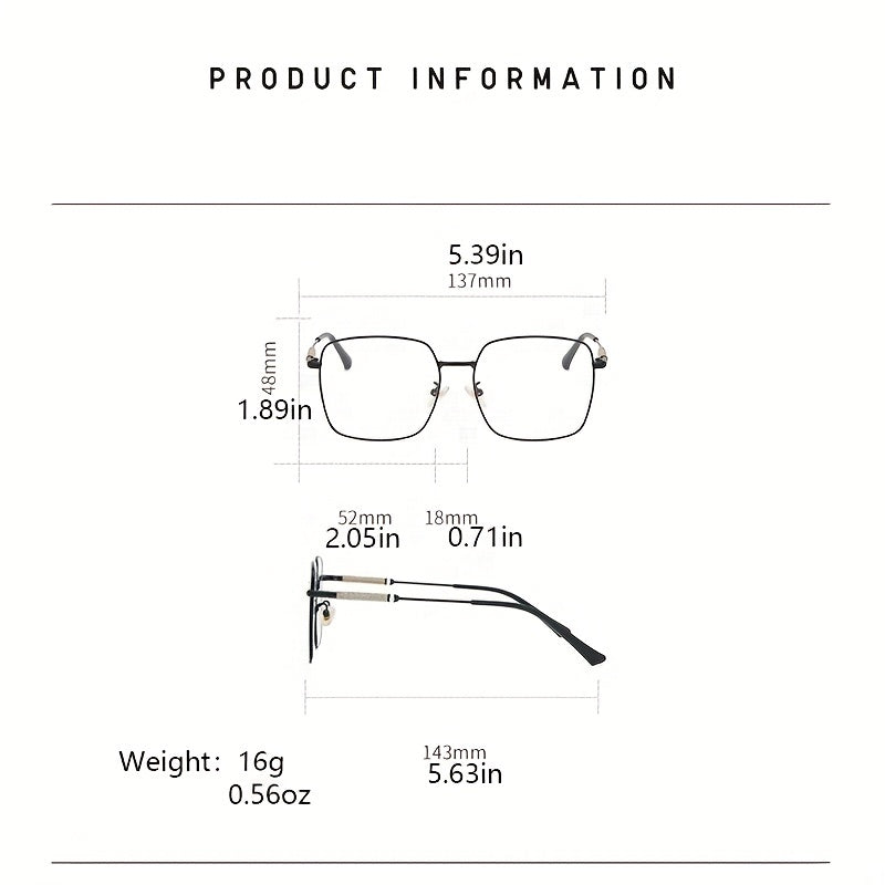 Glitter Rhinestone Square Lens Glasses For Women Men