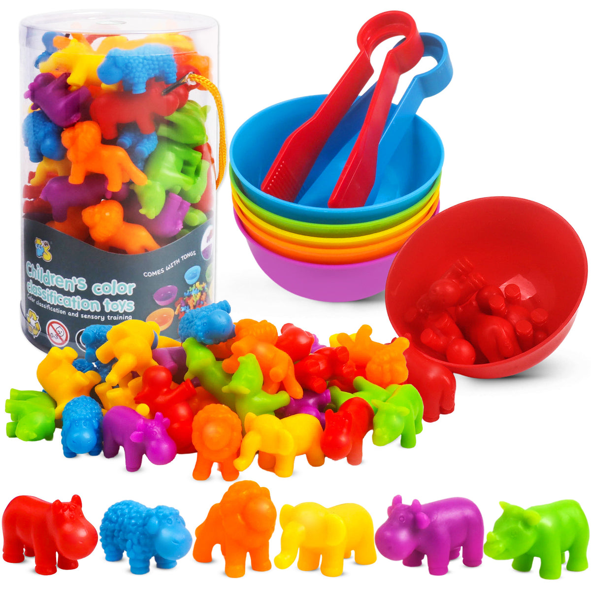 Animal Toys Matching Game with Sorting Bowls - Preschool Learning Activities