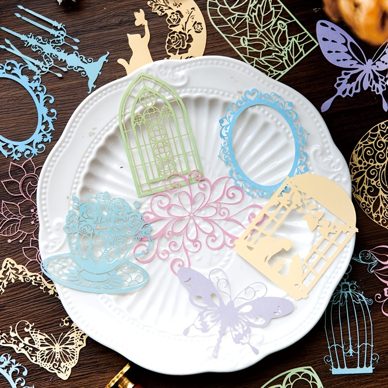 10pcs Lace Collection Journal Decorative Collage Hollow Paper Stickers Pack